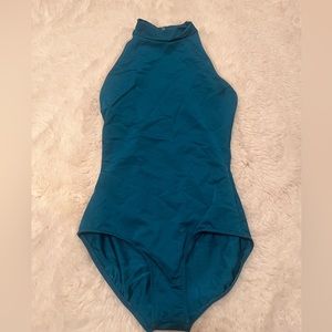 Mariia Turqoise Snap Halter Key Hole Back Dance Leotard